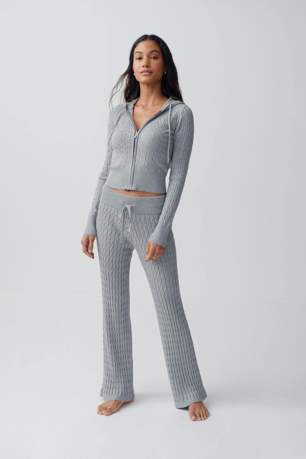 Cable knitted trousers