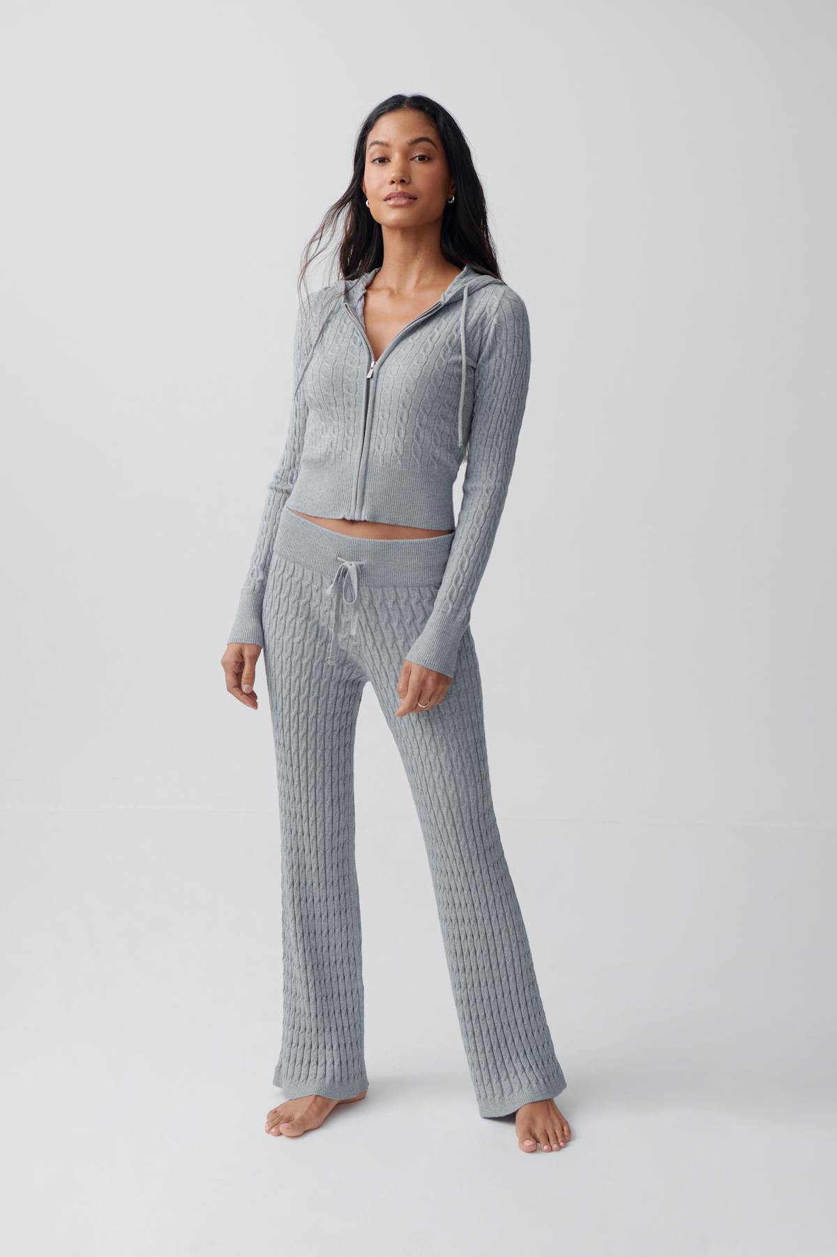 Cable knitted trousers