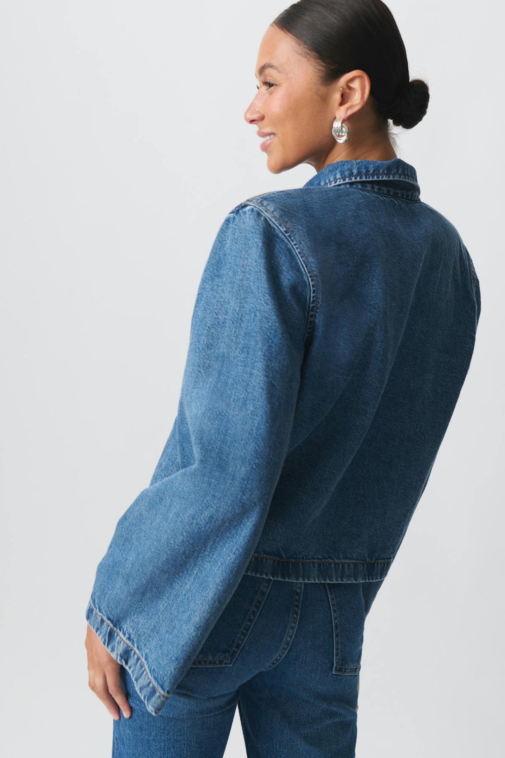 Front tie denim shirt