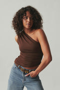 One shoulder drapy top
