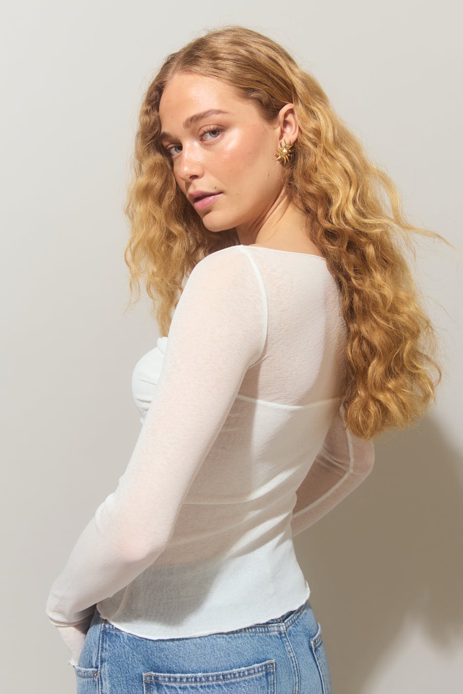 Sheer boatneck top