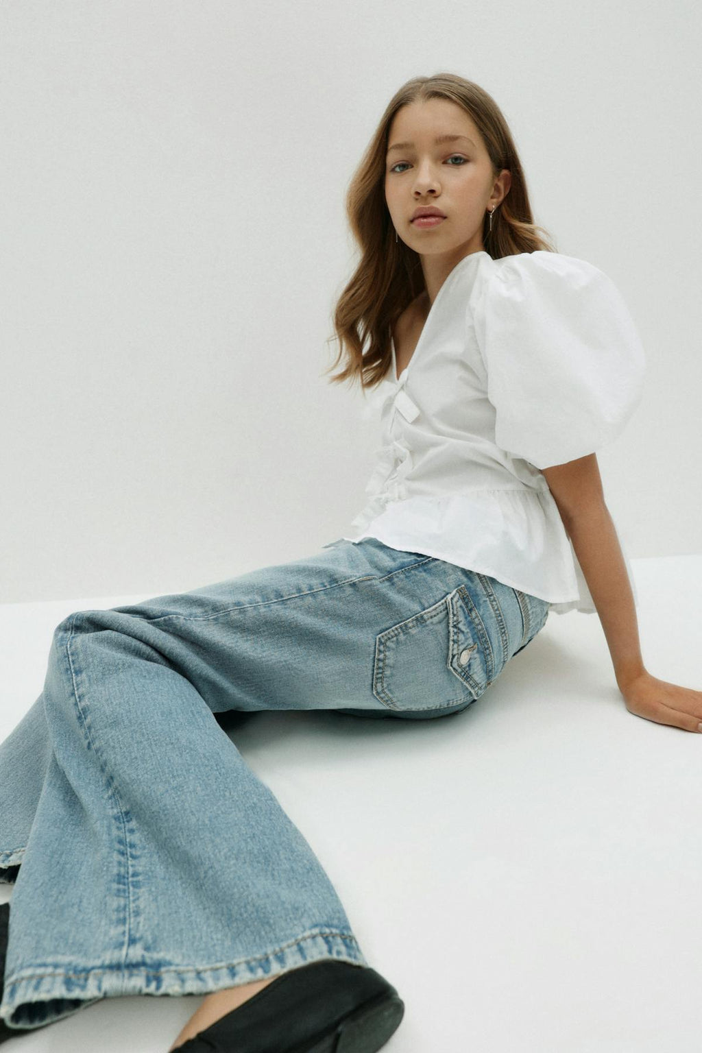 Chunky low flare jeans