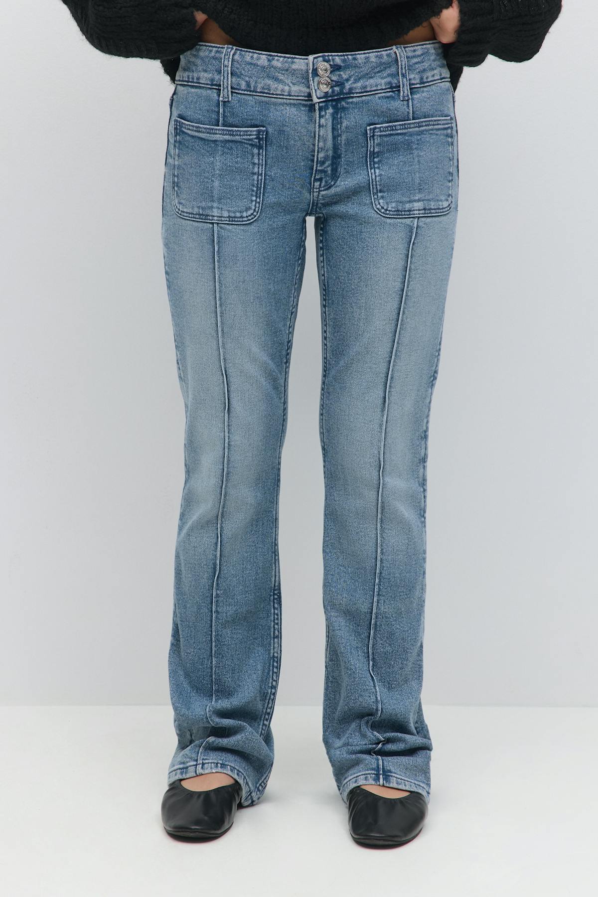 Pleated flare jeans