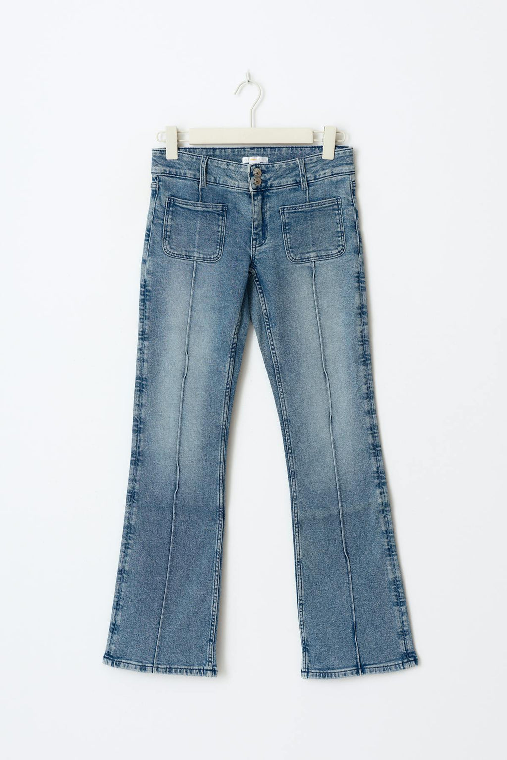 Pleated flare jeans