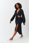 Ruched midi skirt