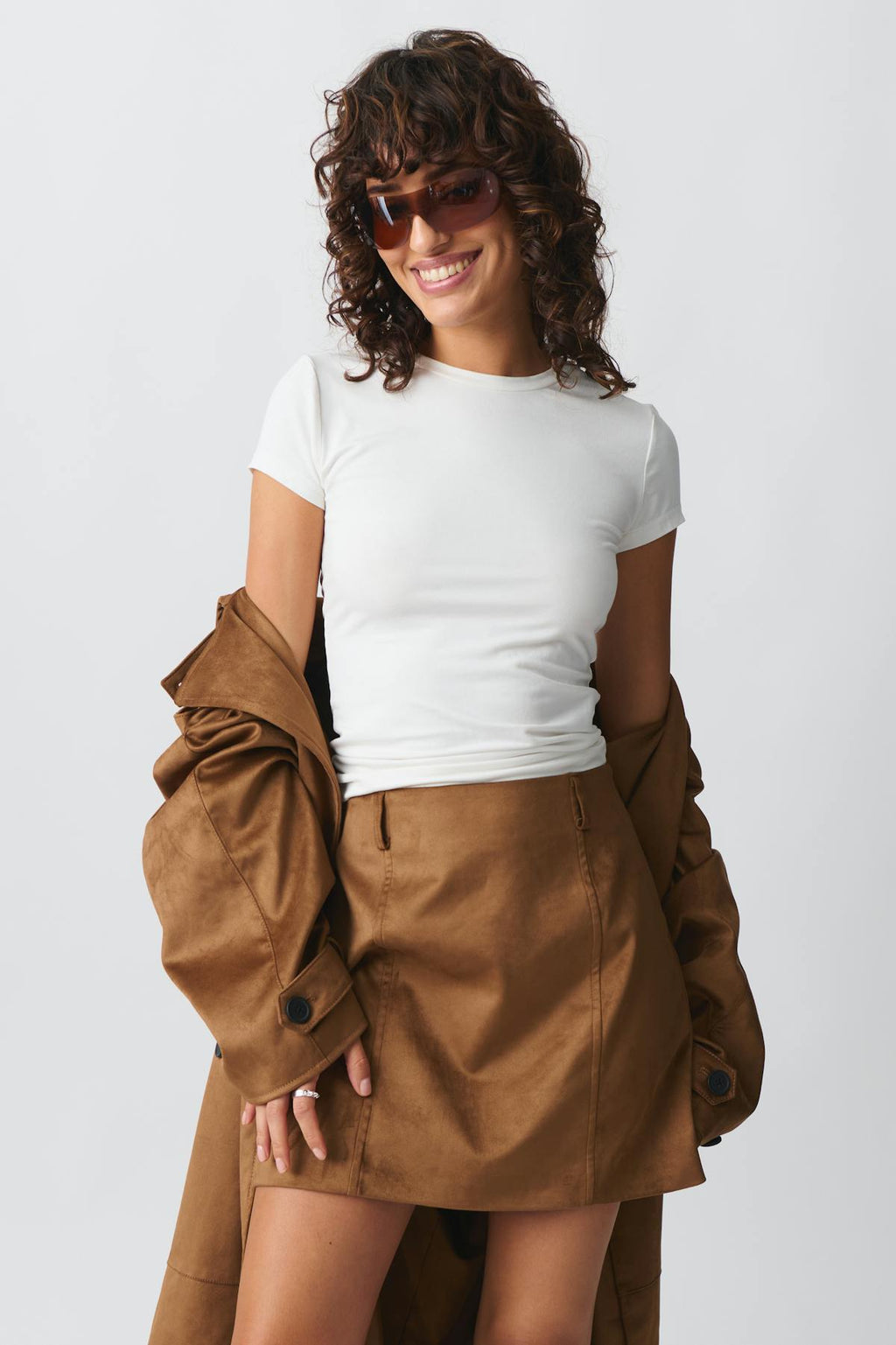 Faux mini suede skirt