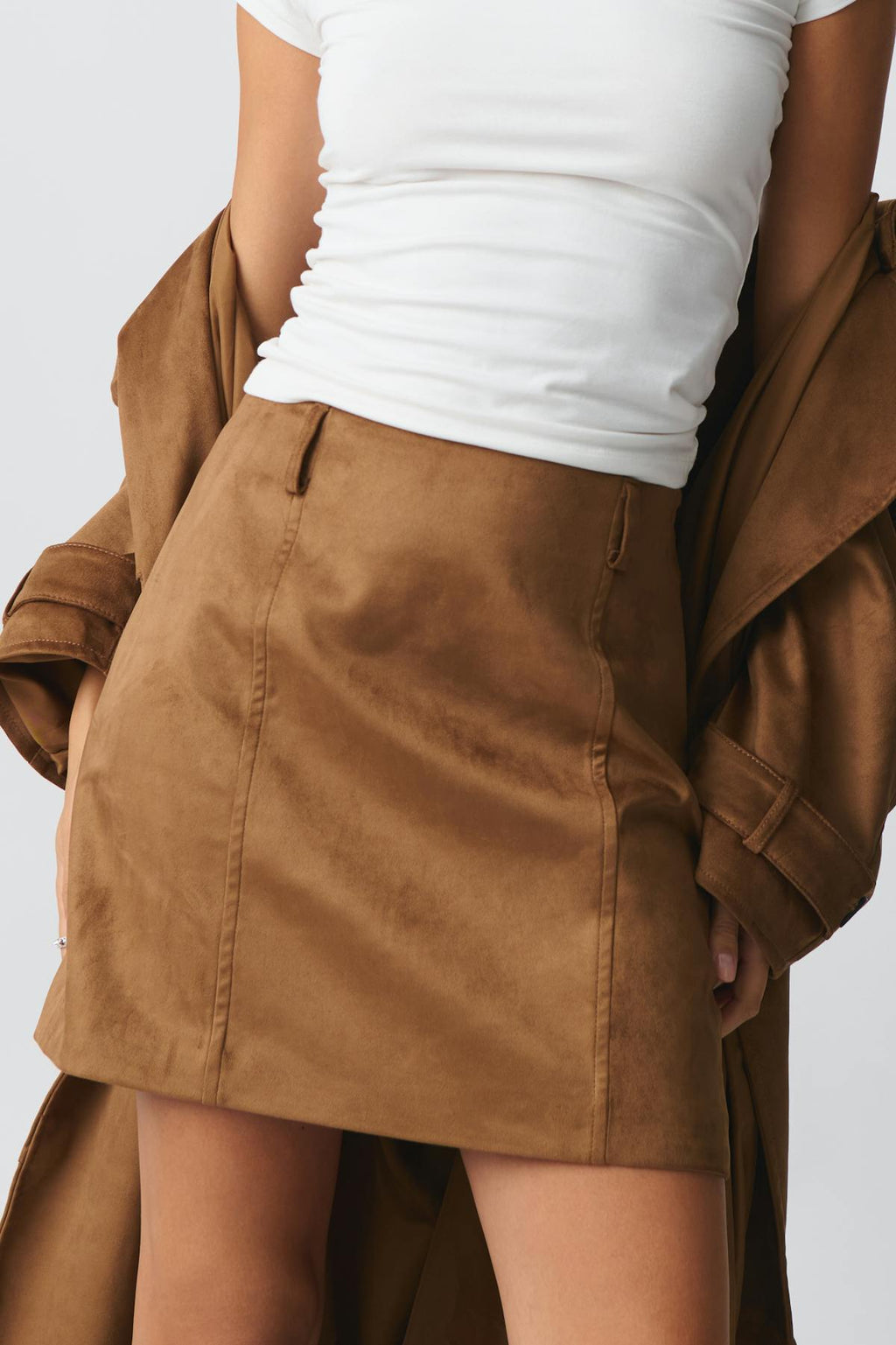 Faux mini suede skirt