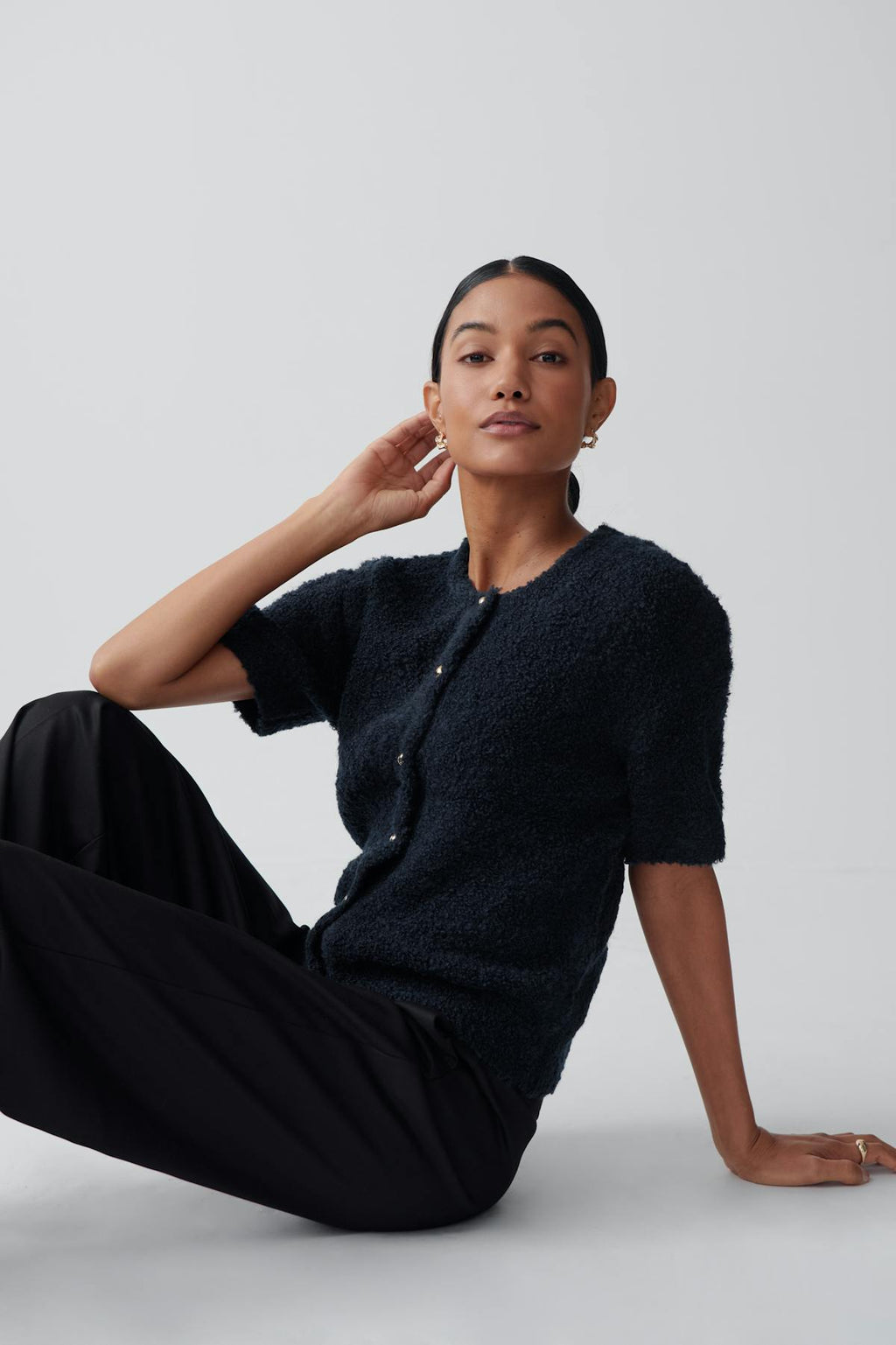 Knitted boucle cardigan