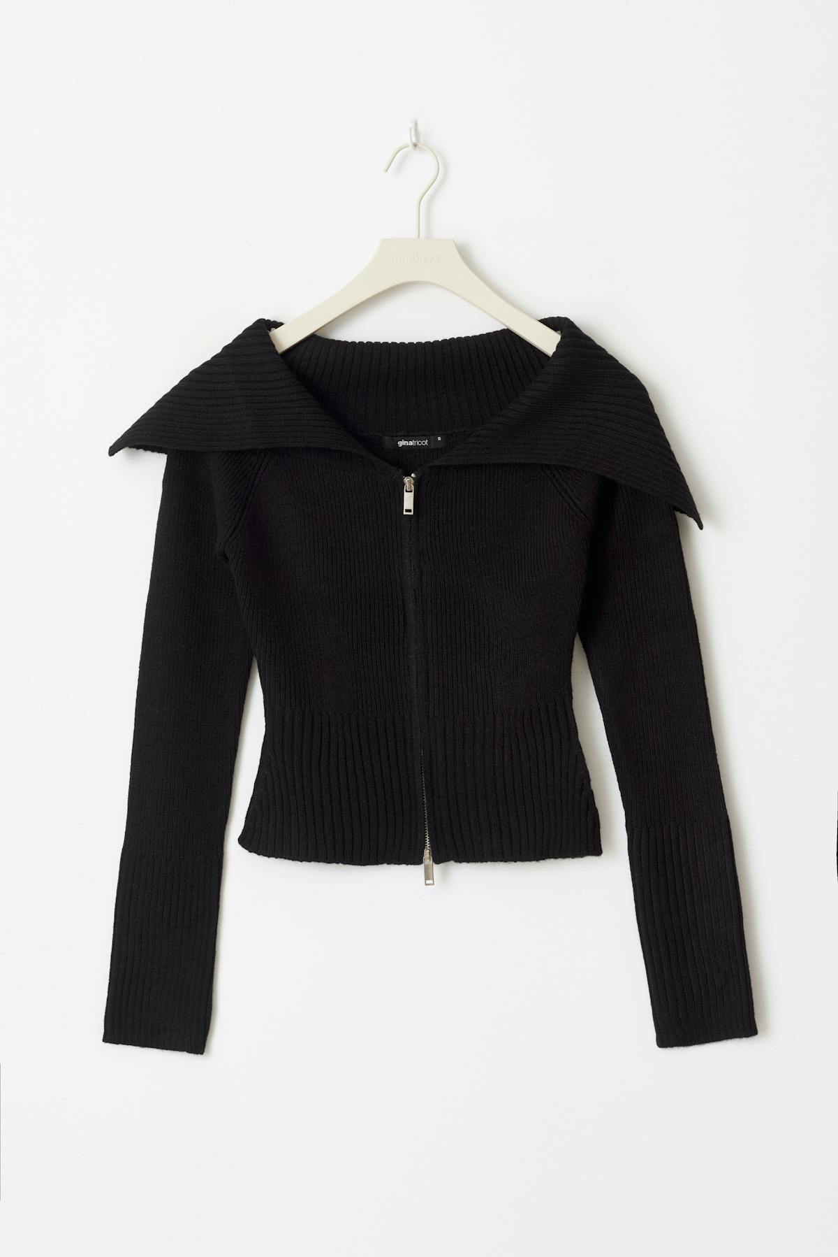 Knitted zip collar cardigan