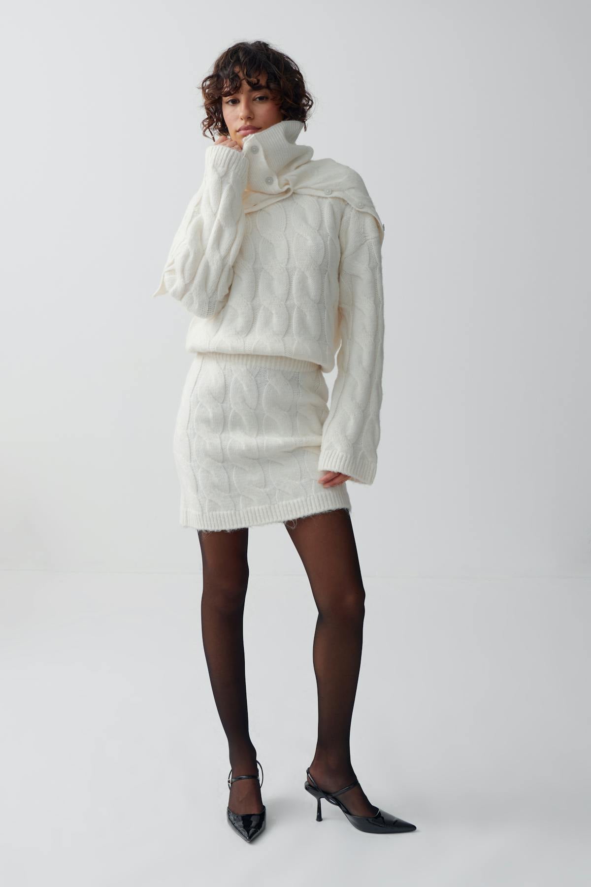 Knitted cable skirt