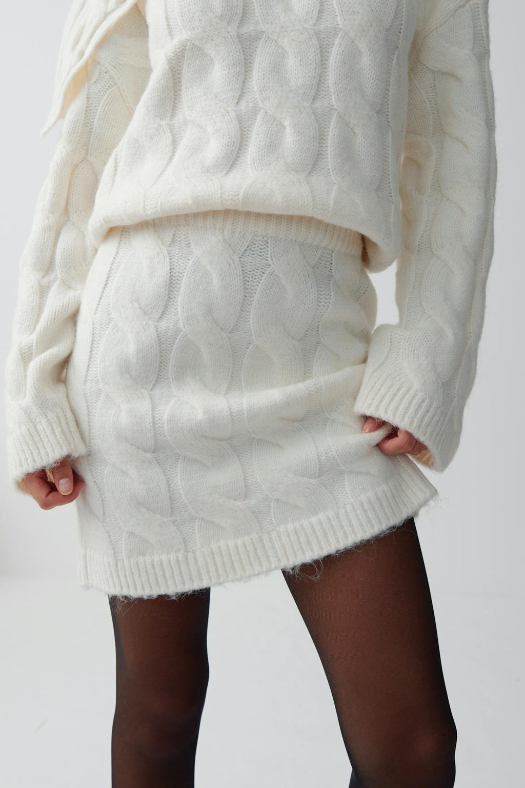 Knitted cable skirt