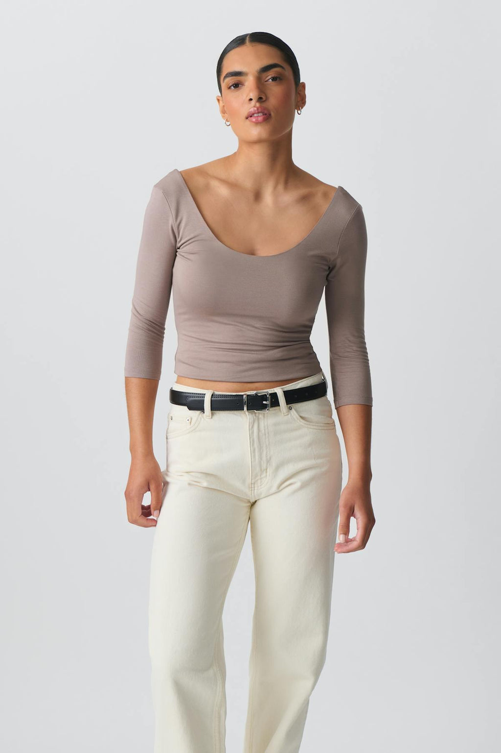 Soft touch scoop neck top