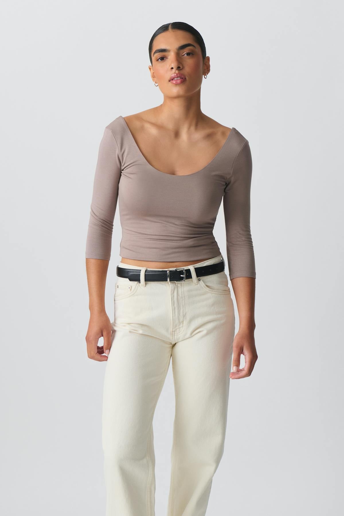 Soft touch scoop neck top
