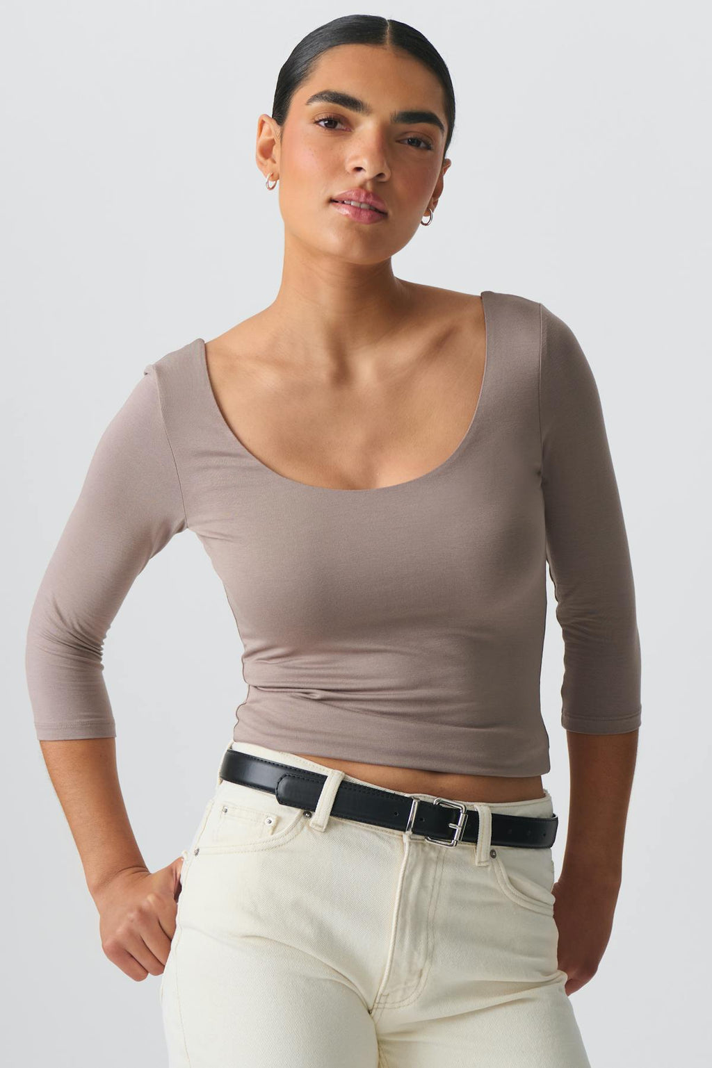 Soft touch scoop neck top