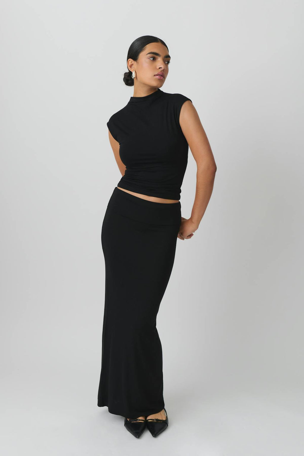 soft touch folded maxi skirt