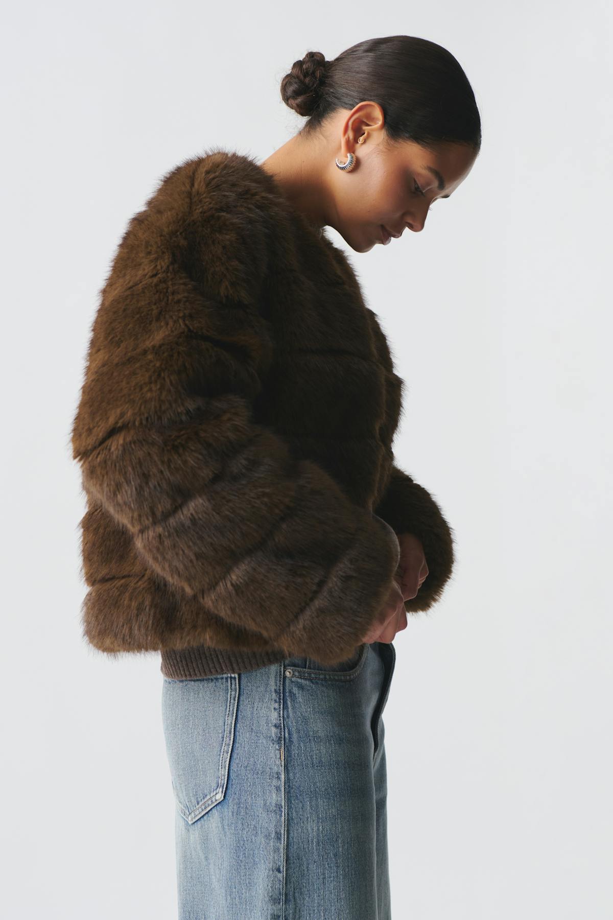 Faux fur short jacket