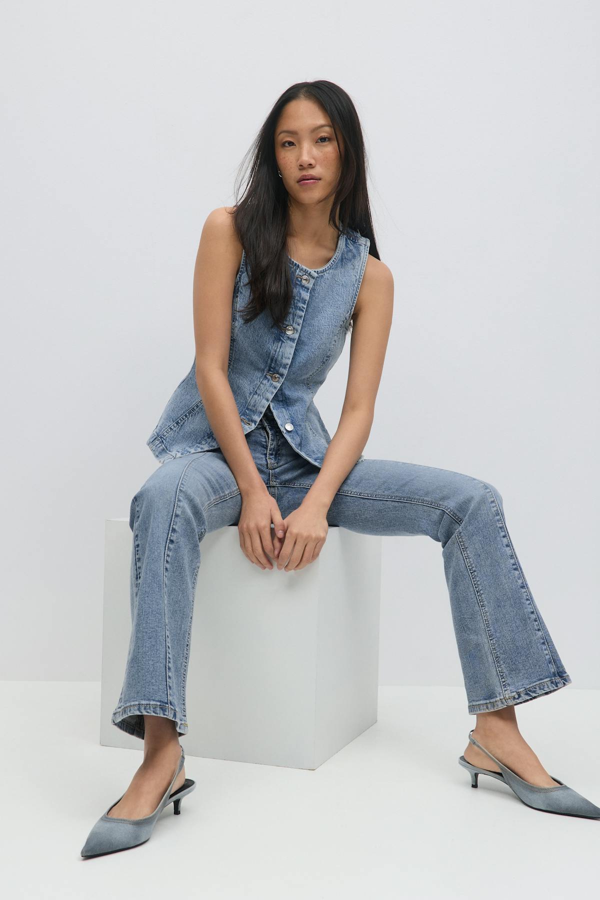 Tailored denim vest
