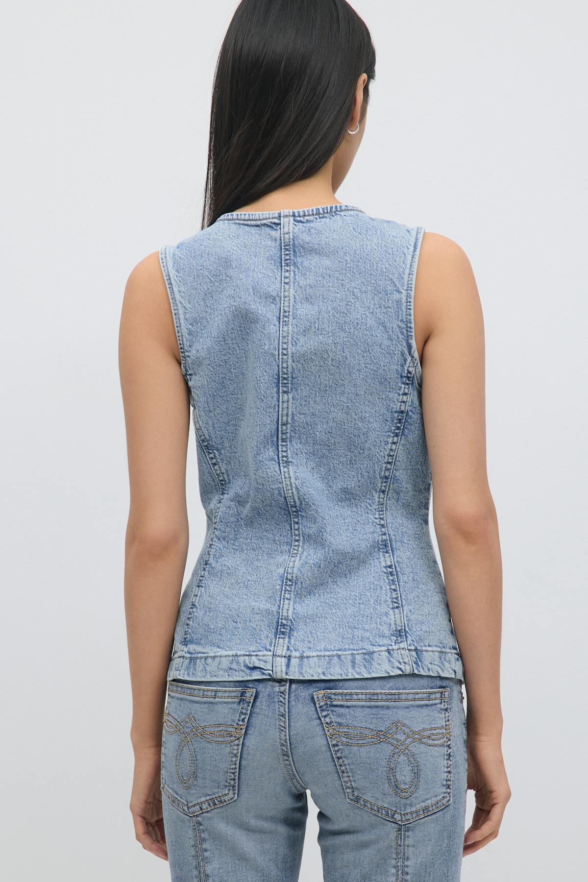 Tailored denim vest