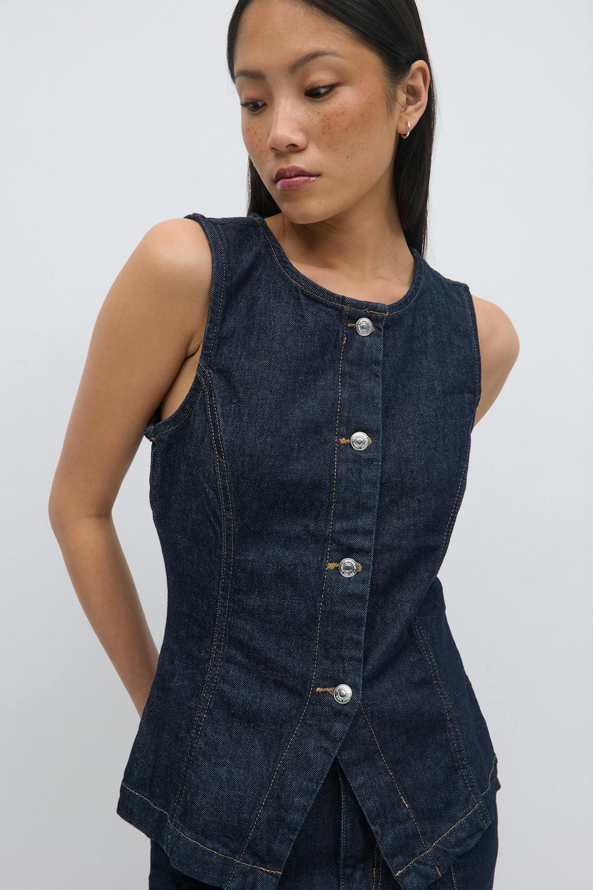 Tailored denim vest