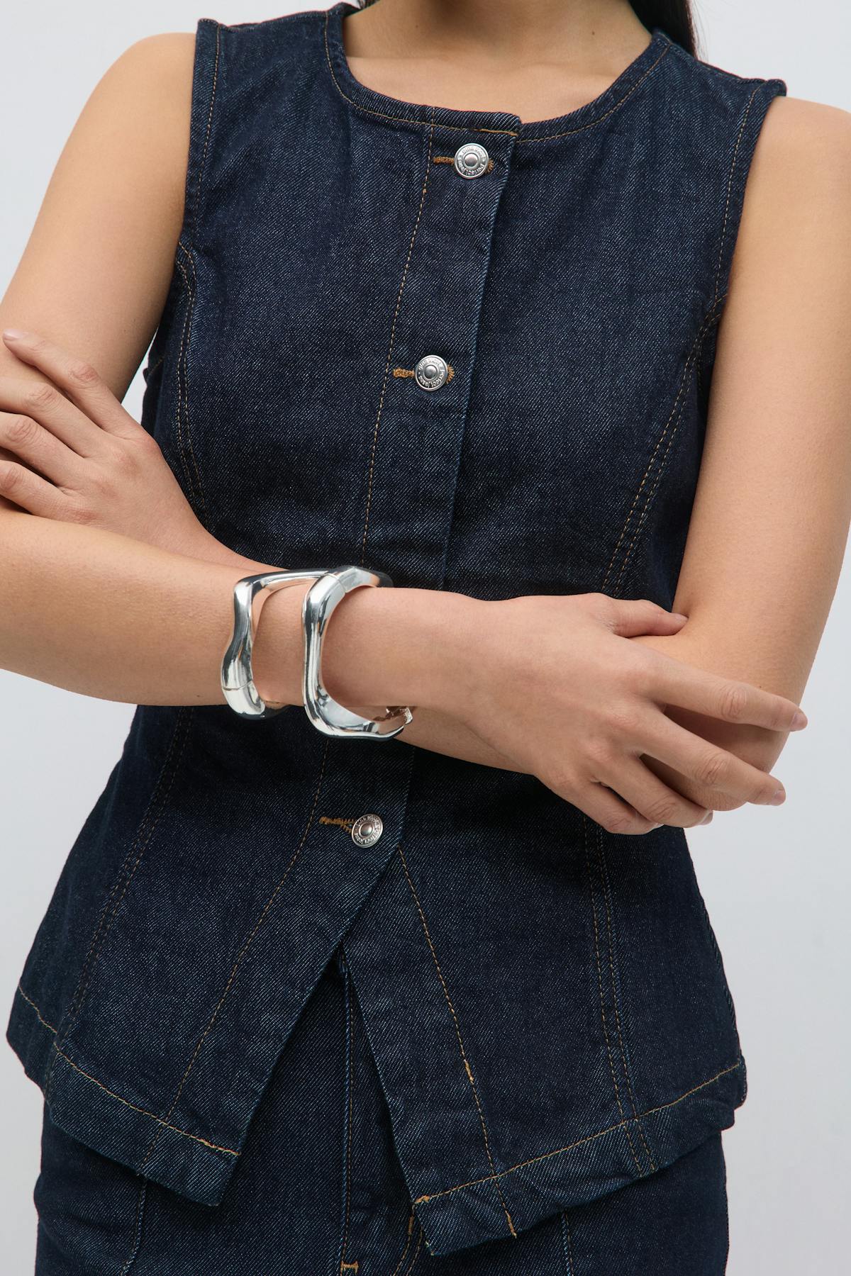 Tailored denim vest
