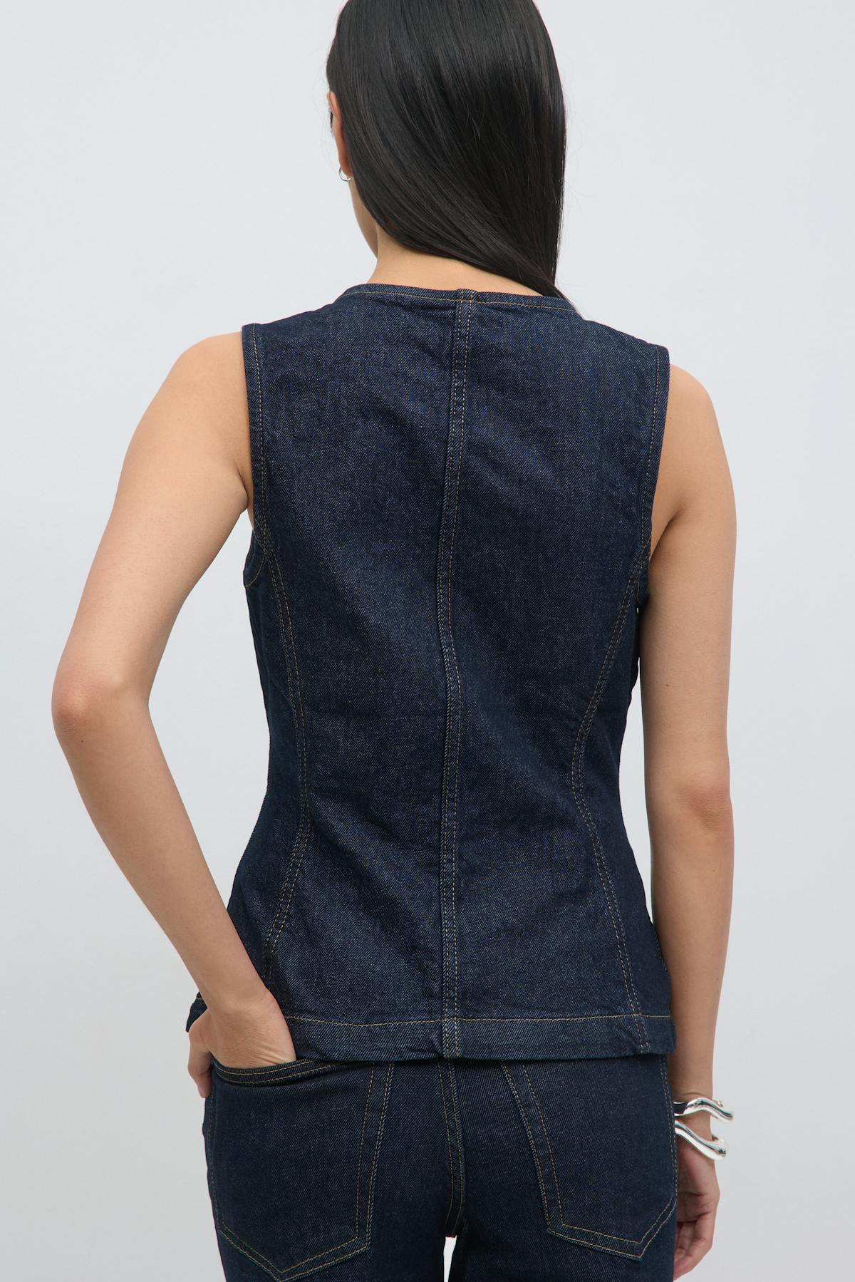 Tailored denim vest