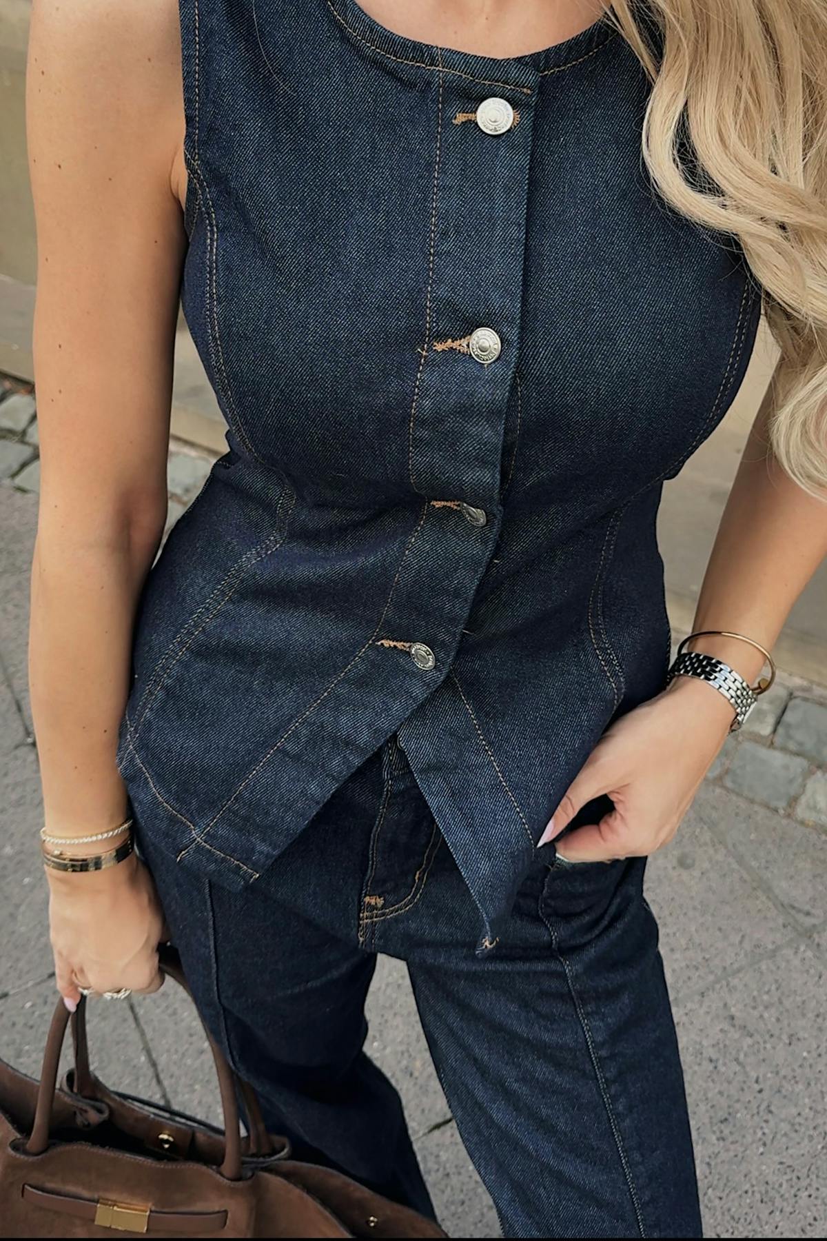Tailored denim vest