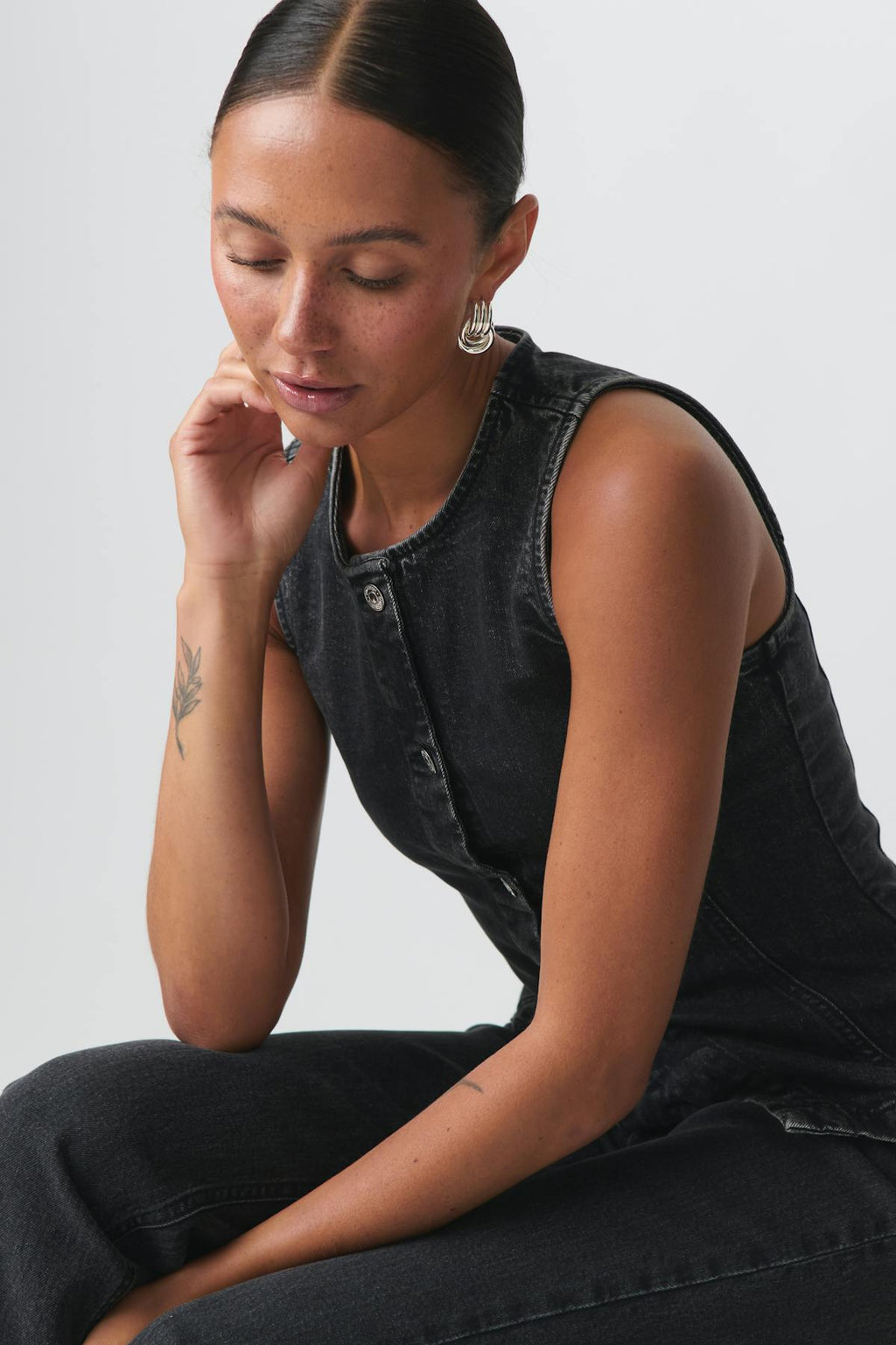 Tailored denim vest