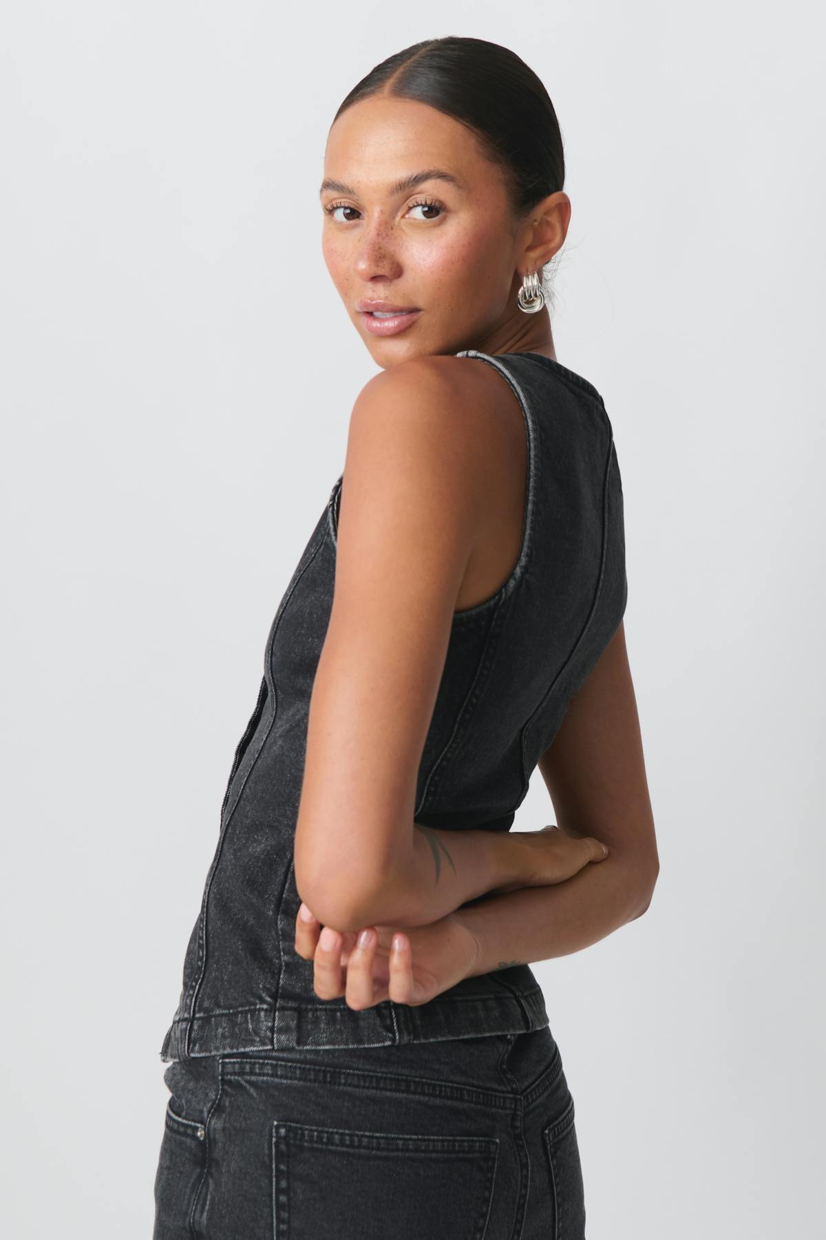 Tailored denim vest