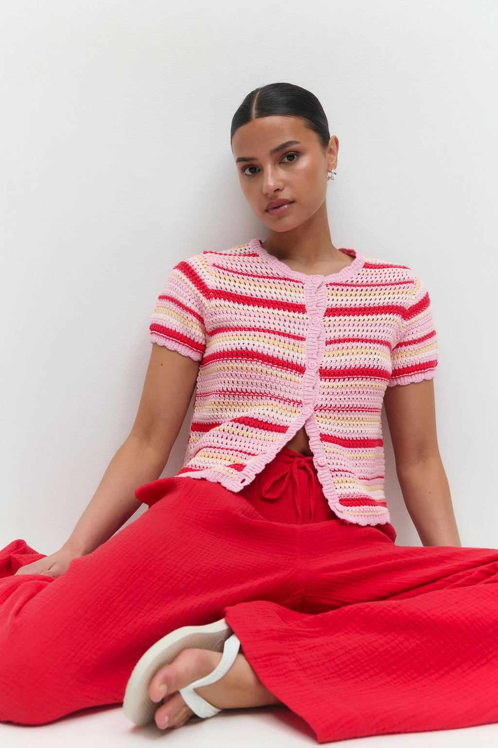 Knitted crochet cardigan