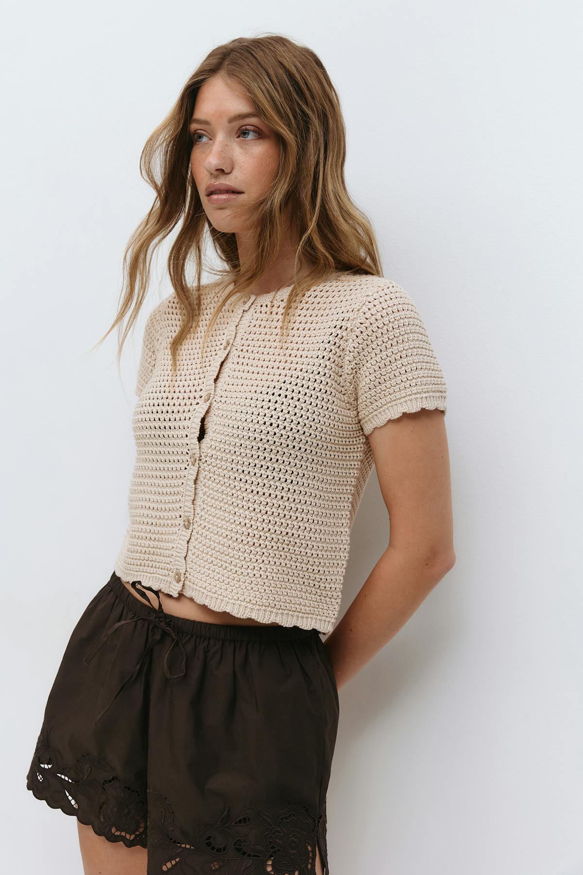 Knitted crochet cardigan