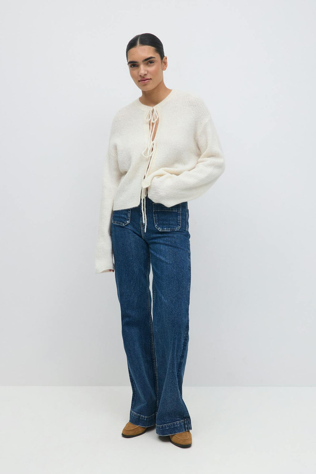 Knitted tie cardigan