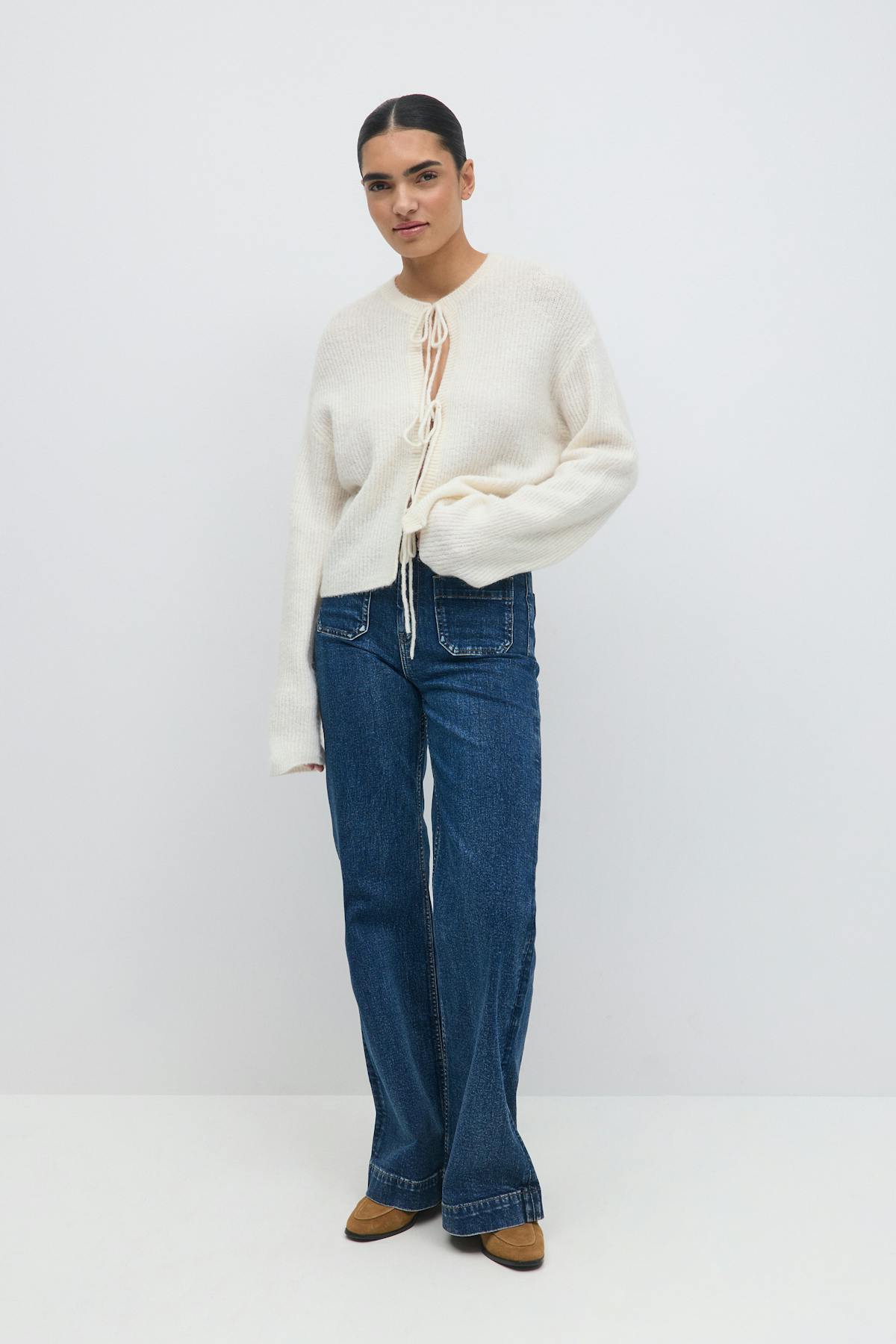 Knitted tie cardigan