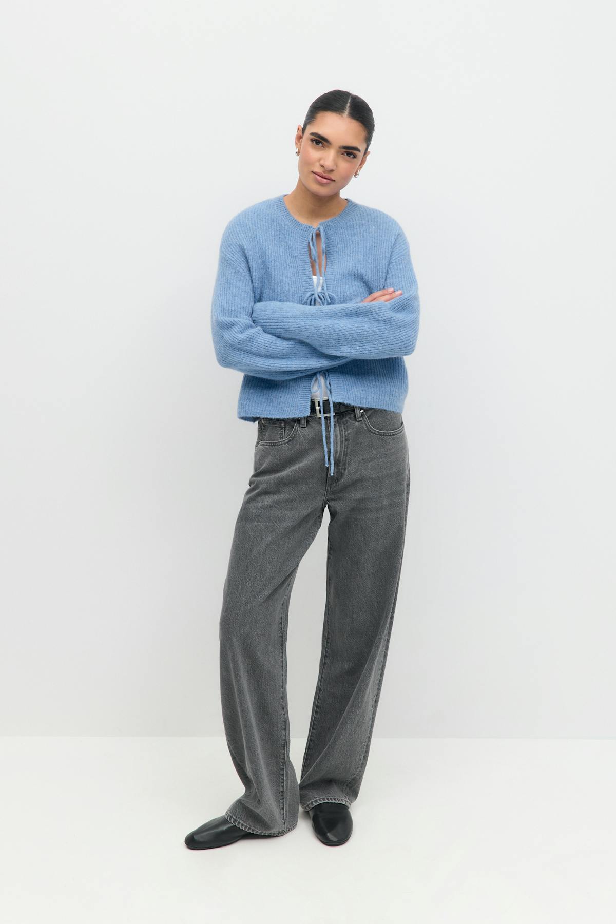 Knitted tie cardigan