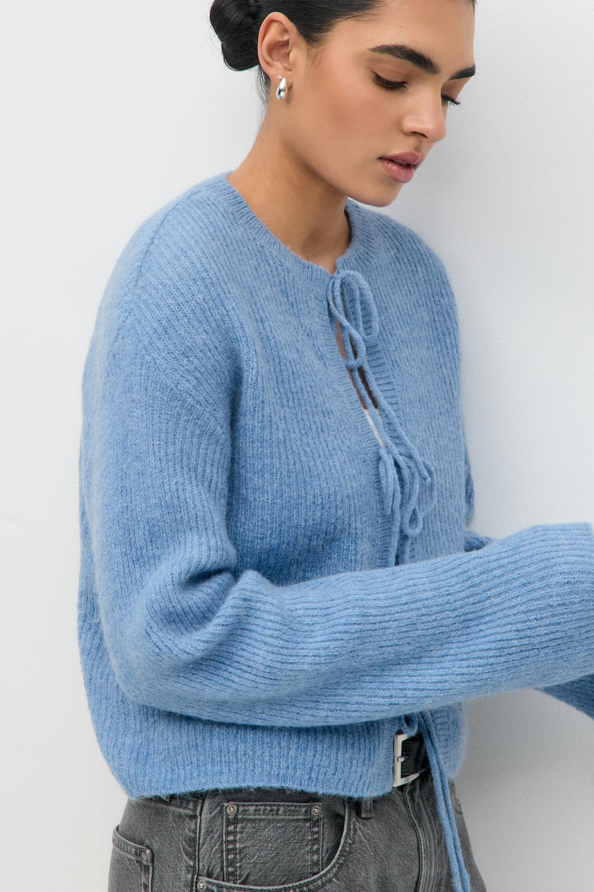 Knitted tie cardigan