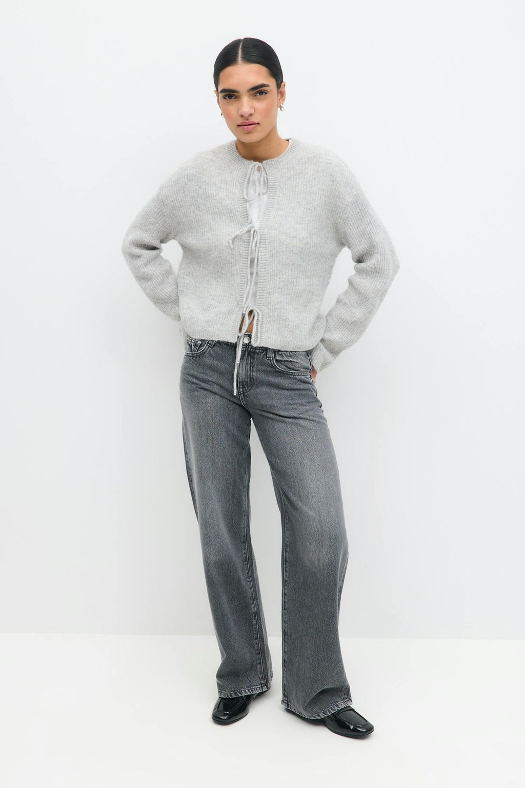 Knitted tie cardigan