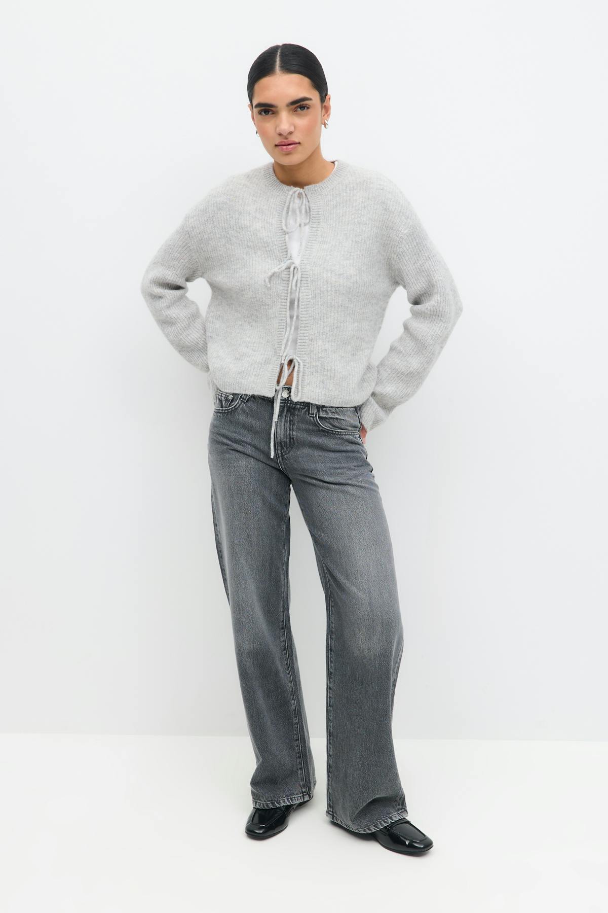 Knitted tie cardigan