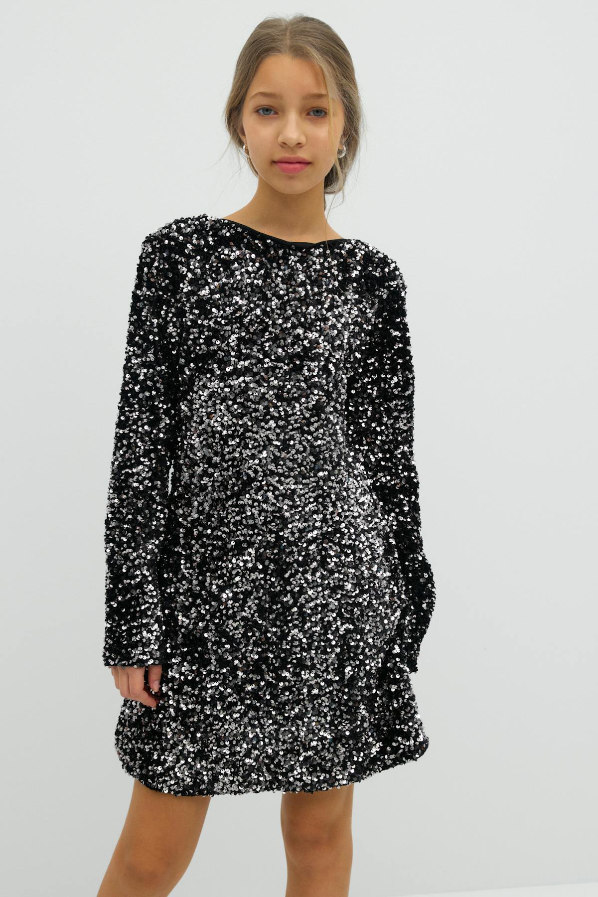 Y sequin bow dress