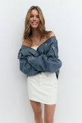 Front seam denim skirt
