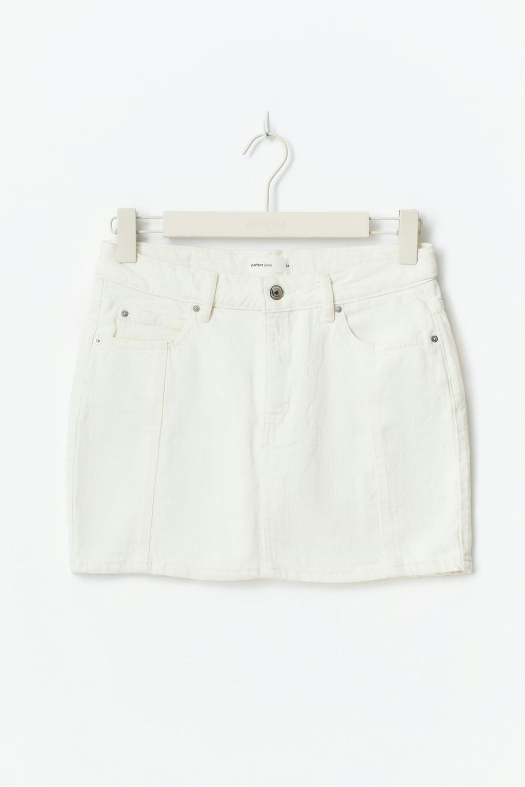 Front seam denim skirt