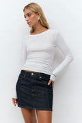 Front seam denim skirt