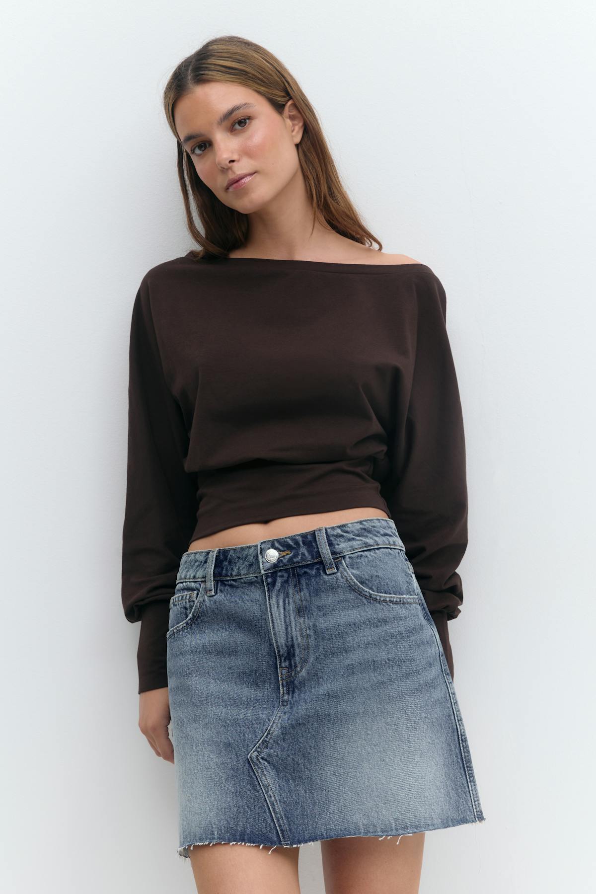 Short denim skirt