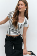 Rib short sleeve top