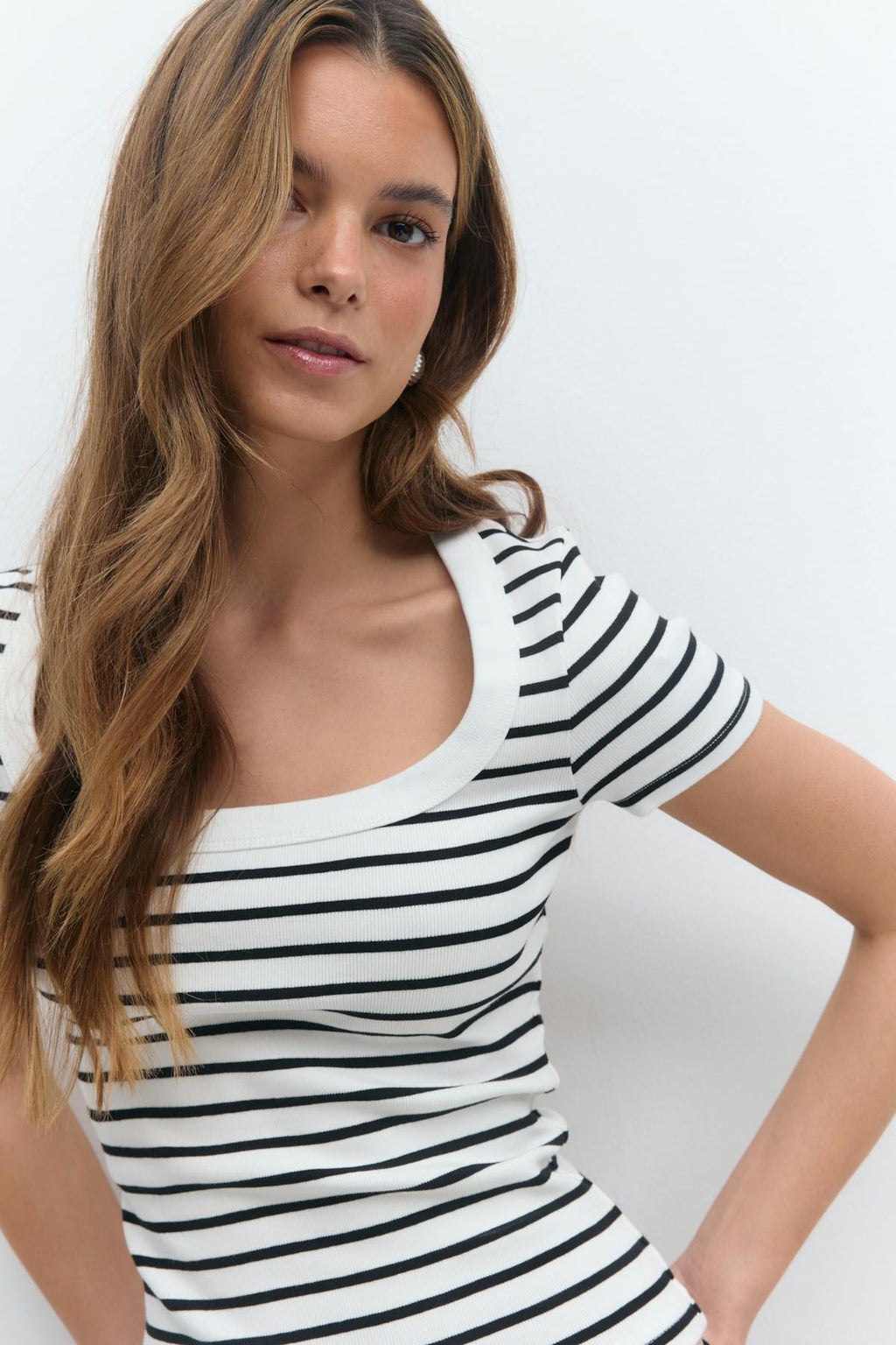 Rib short sleeve top