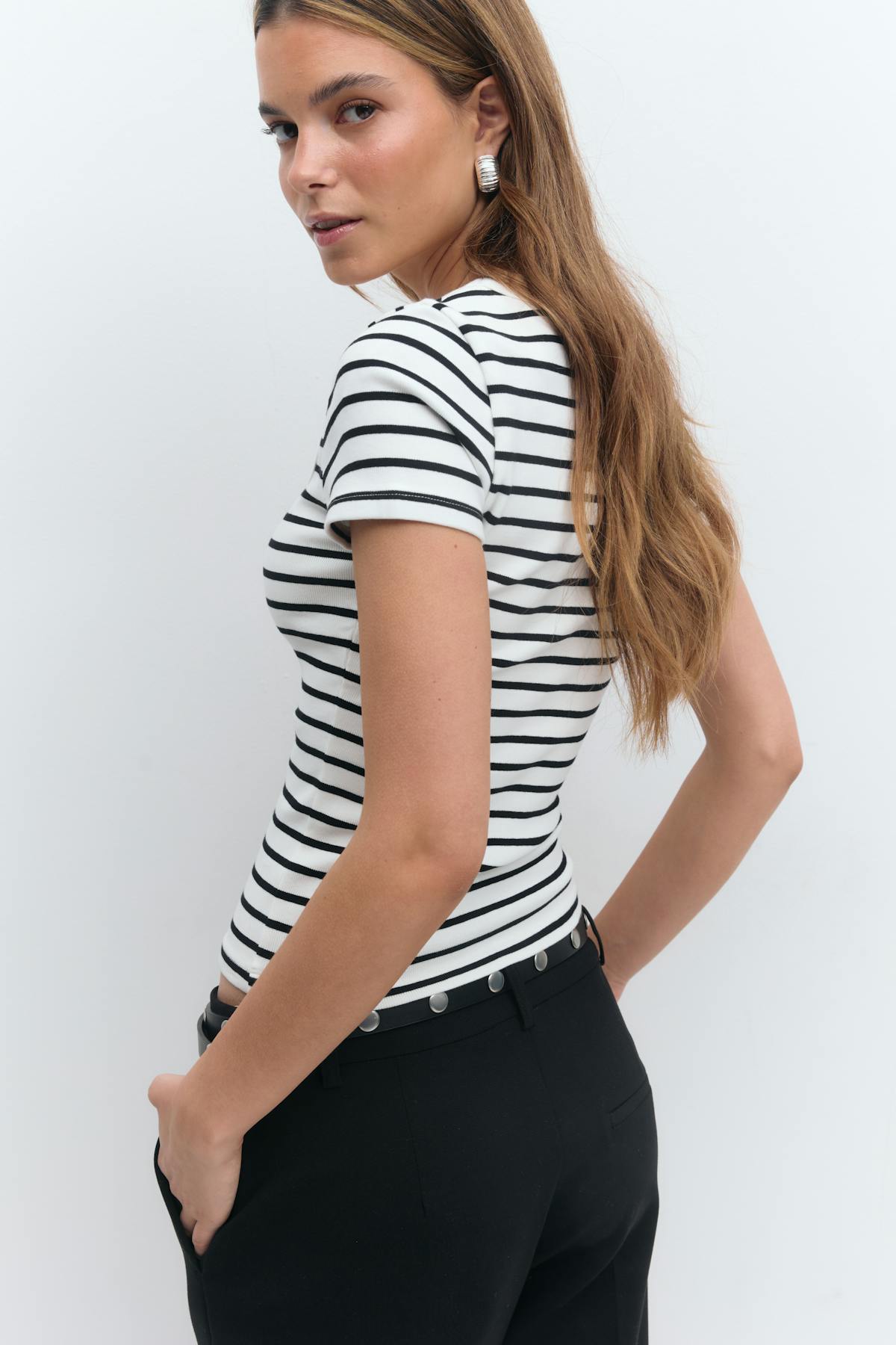 Rib short sleeve top