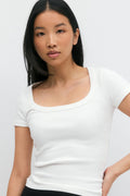 Rib short sleeve top