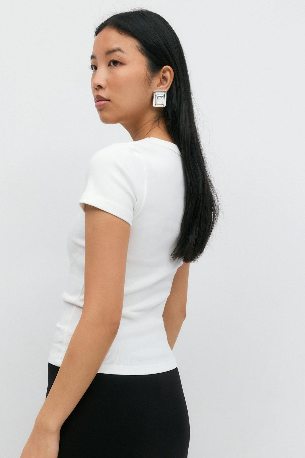 Rib short sleeve top