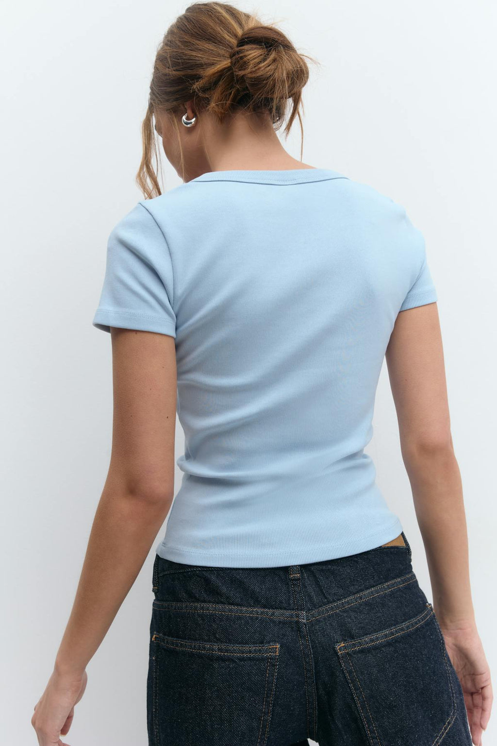 Rib short sleeve top