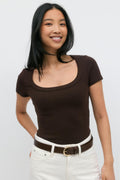 Rib short sleeve top