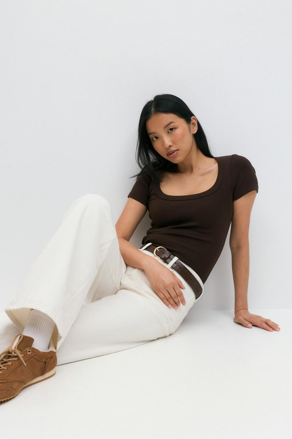 Rib short sleeve top