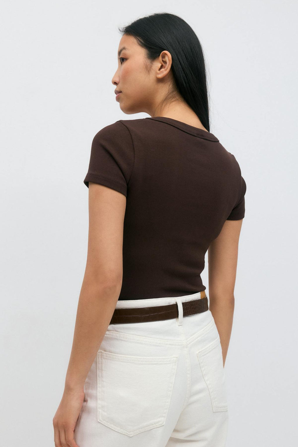 Rib short sleeve top